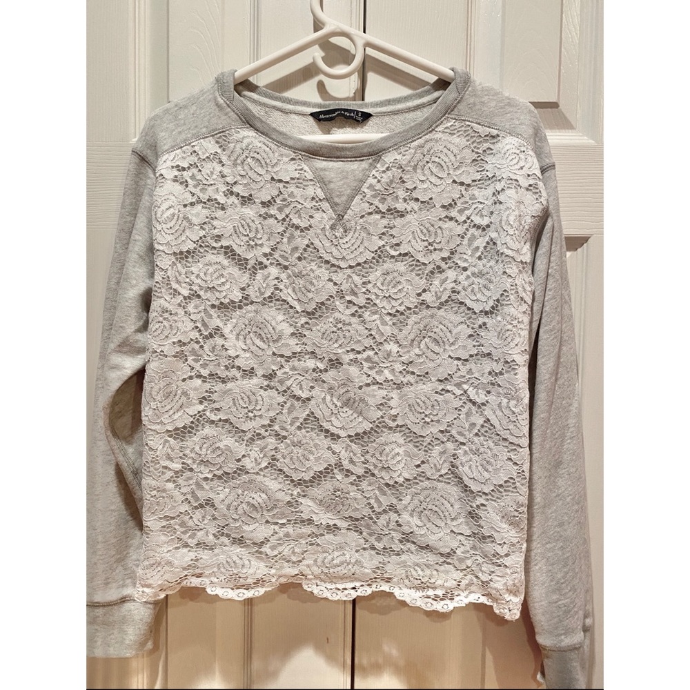 Abercrombie Lace Embroidered Crewneck Sweater